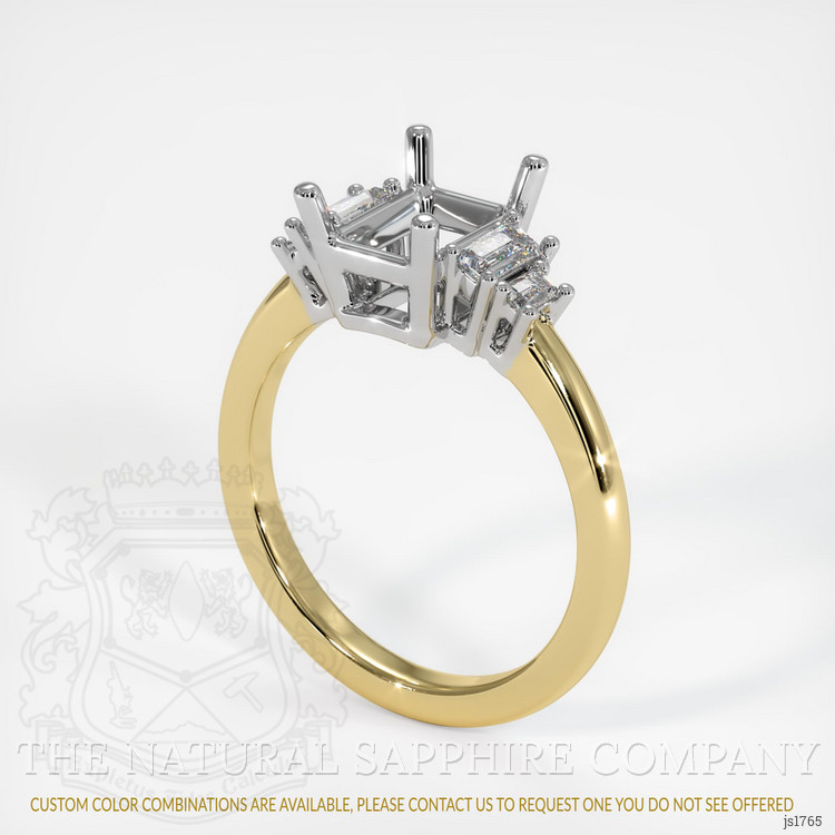 14K White & Yellow Accent Stones Ring Setting