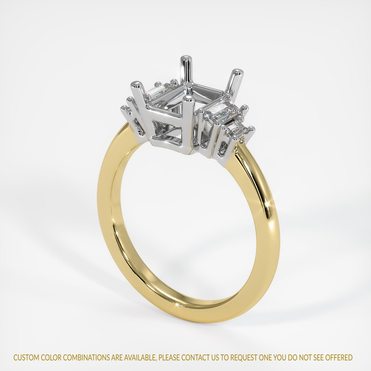 14K White & Yellow Accent Stones Ring Setting