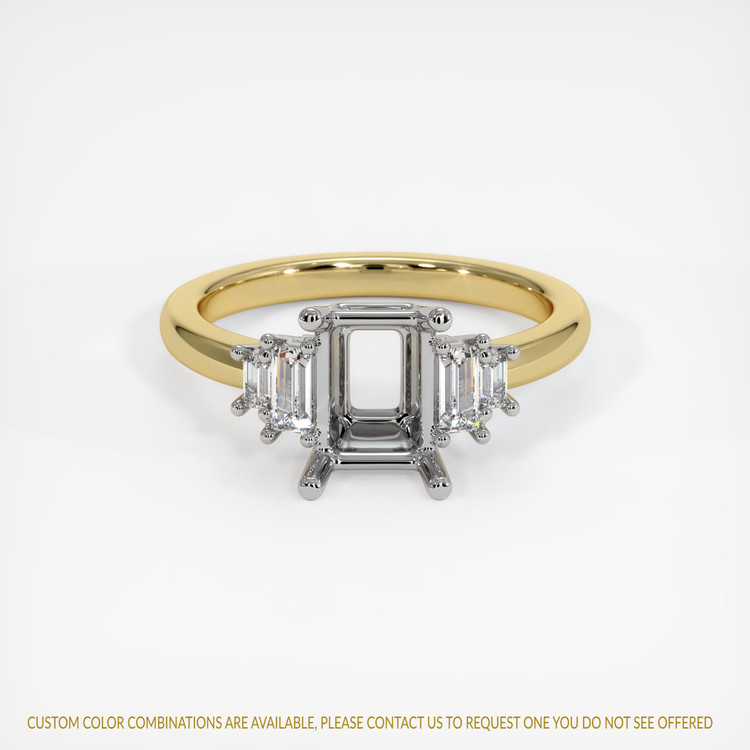 14K White & Yellow Accent Stones Ring Setting