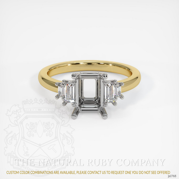 14K White & Yellow Accent Stones Ring Setting