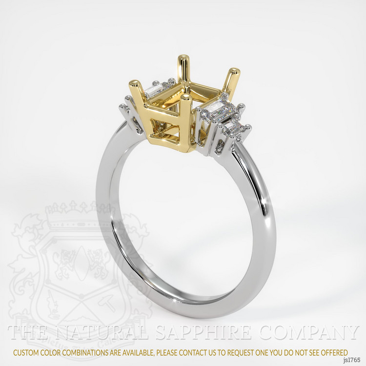 18K Yellow & White Accent Stones Ring Setting