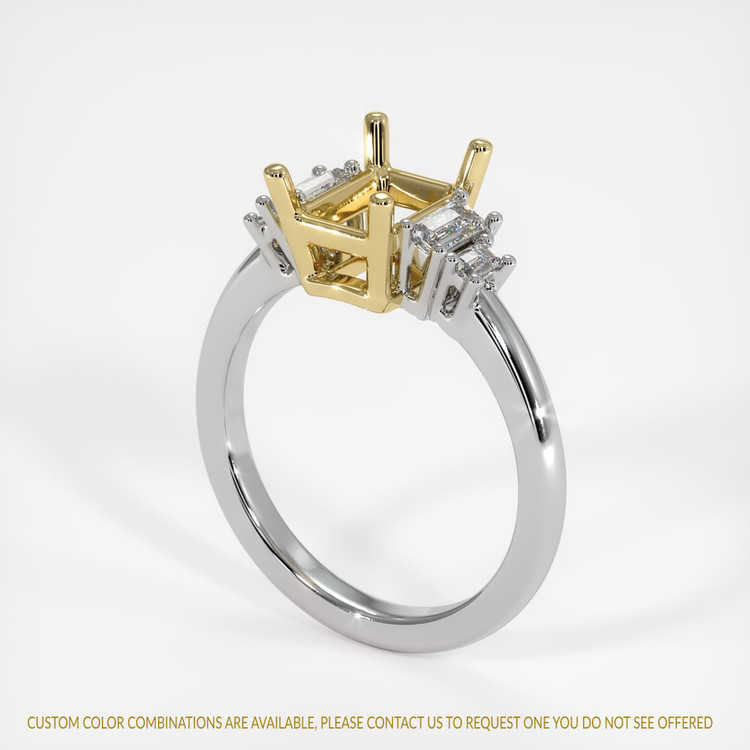18K Yellow & White Accent Stones Ring Setting