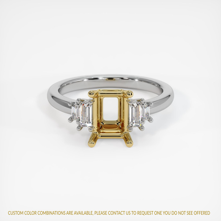 18K Yellow & White Accent Stones Ring Setting