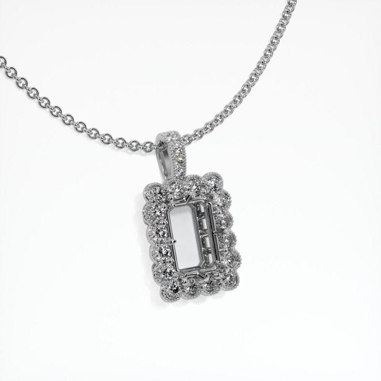 14K White Gold Antique Style Pendant Setting
