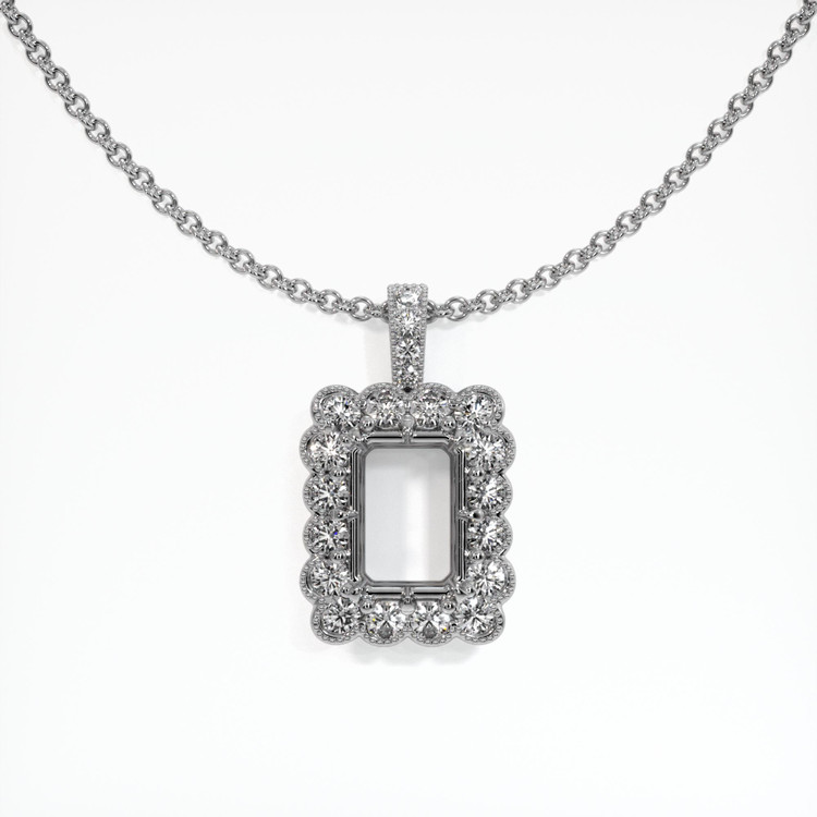 18K White Gold Antique Style Pendant Setting