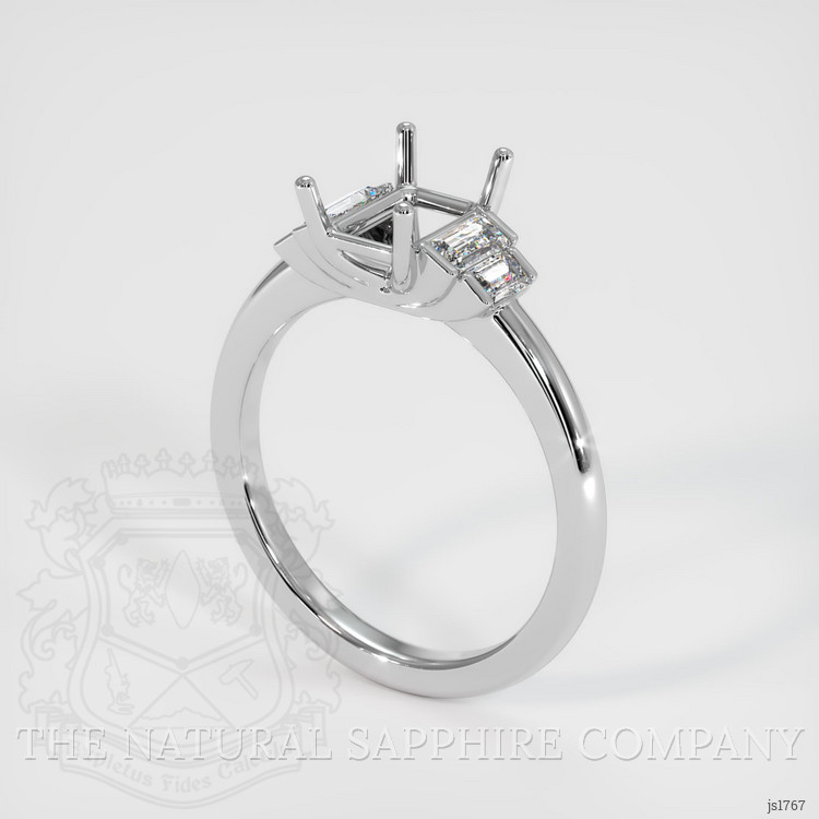 14K White Gold Accent Stones Ring Setting