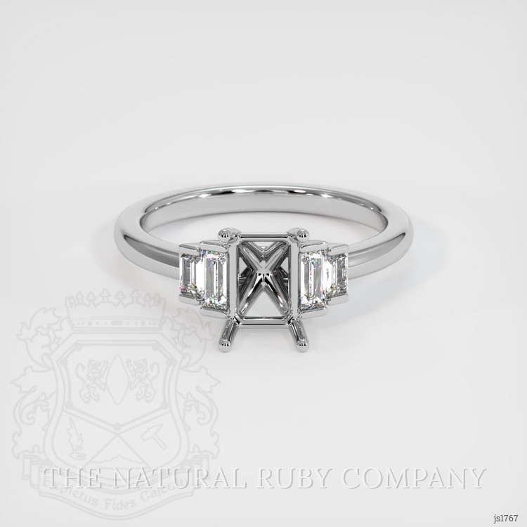 14K White Gold Accent Stones Ring Setting