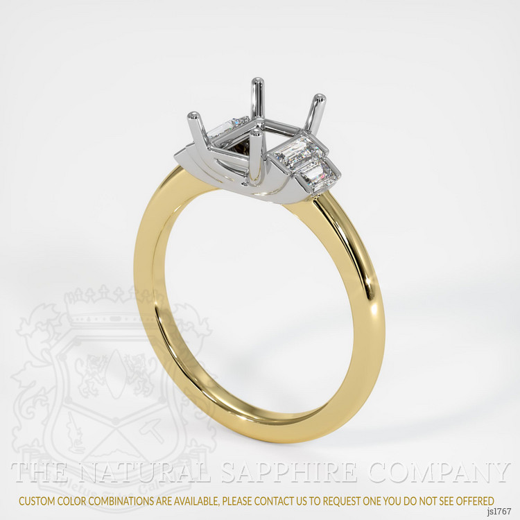 14K White & Yellow Accent Stones Ring Setting