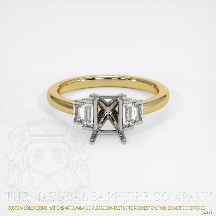 14K White & Yellow Accent Stones Ring Setting