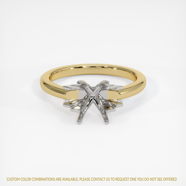 14K White & Yellow Accent Stones Ring Setting