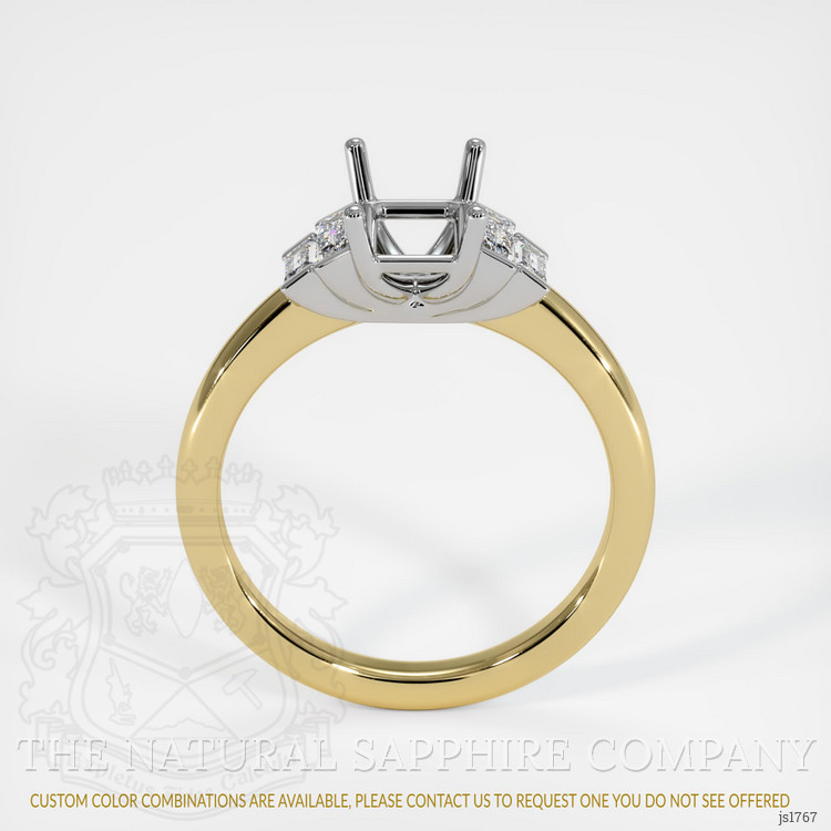 14K White & Yellow Accent Stones Ring Setting