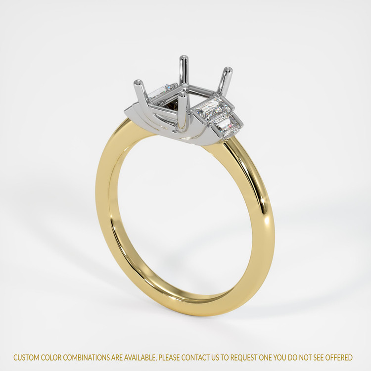 18K White & Yellow Accent Stones Ring Setting