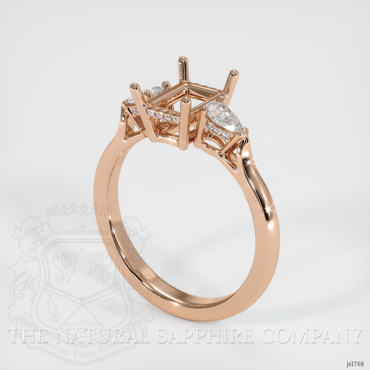 14K Rose Gold Three Stone Ring Setting