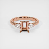 14K Rose Gold Three Stone Ring Setting Image
