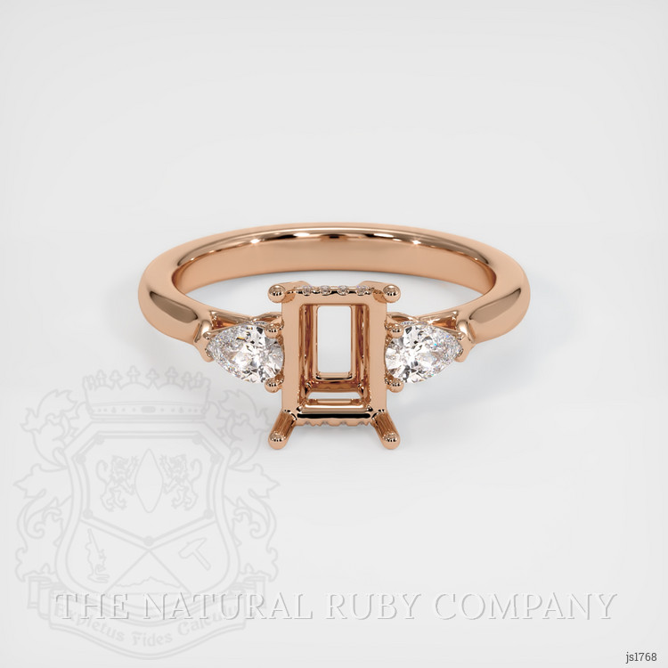 14K Rose Gold Three Stone Ring Setting