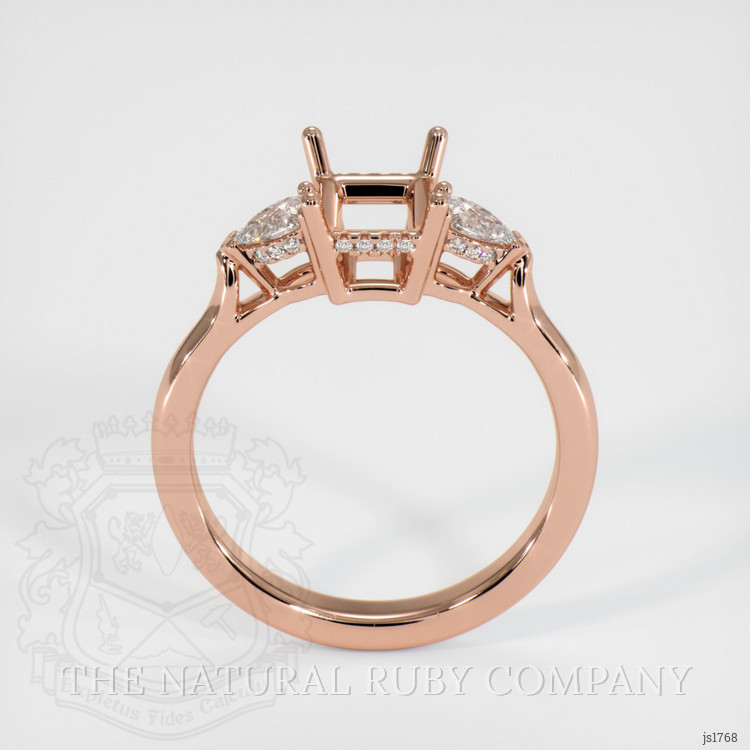 14K Rose Gold Three Stone Ring Setting