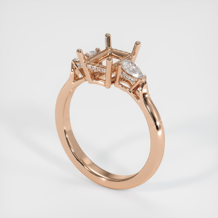 18K Rose Gold Three Stone Ring Setting