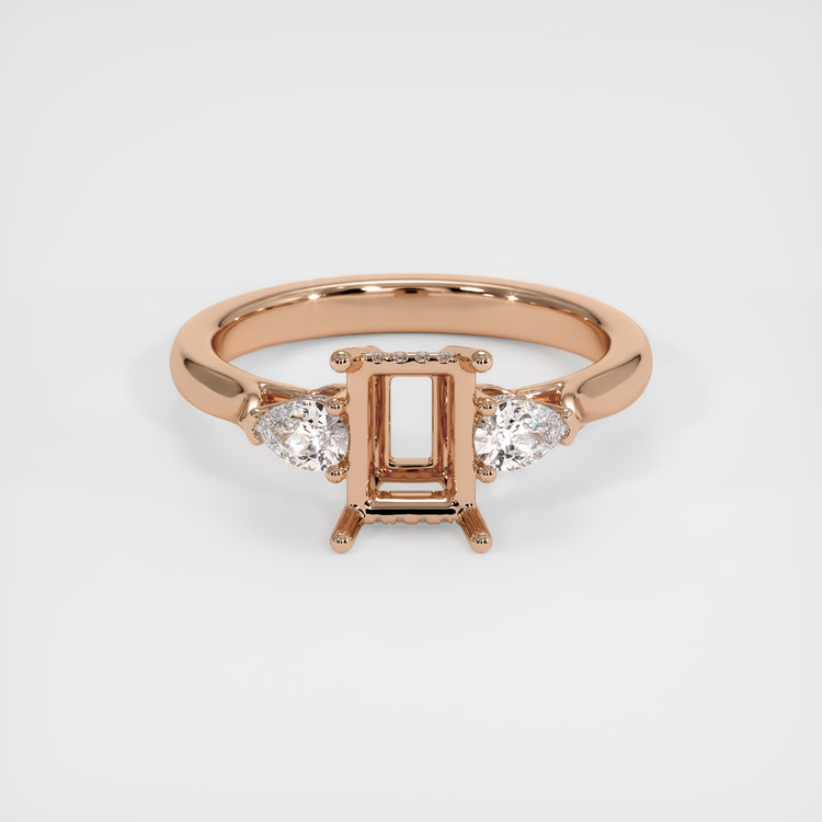 18K Rose Gold Three Stone Ring Setting