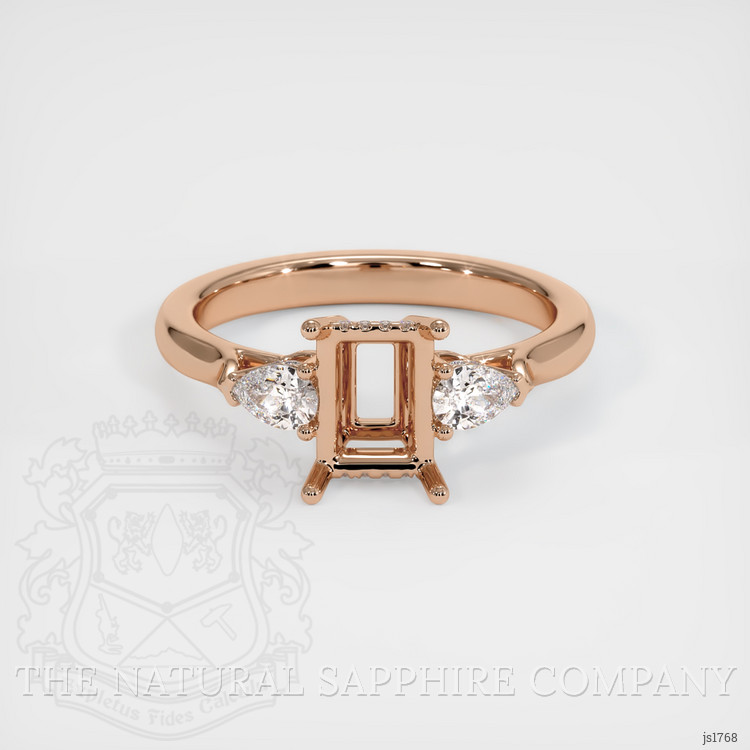 18K Rose Gold Three Stone Ring Setting