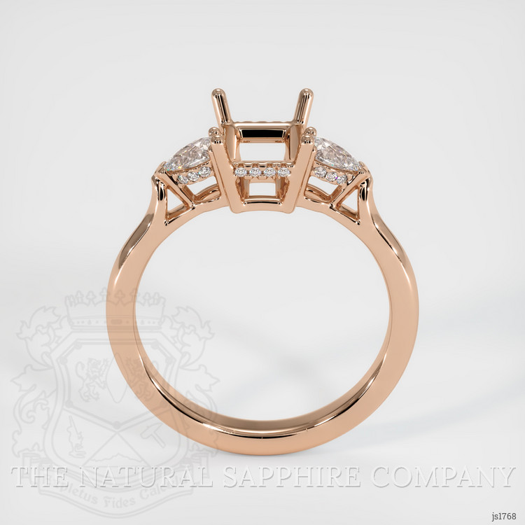 18K Rose Gold Three Stone Ring Setting