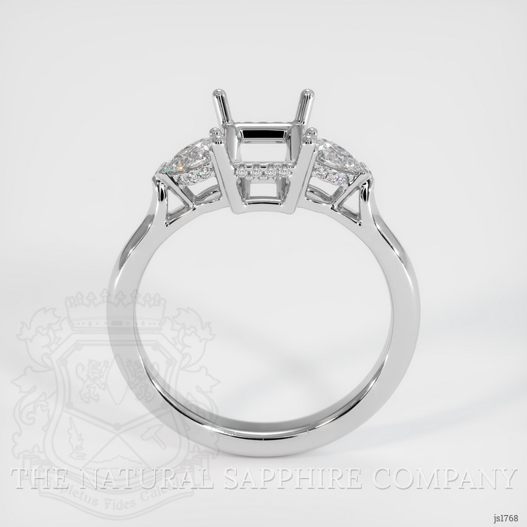 14K White Gold Three Stone Ring Setting