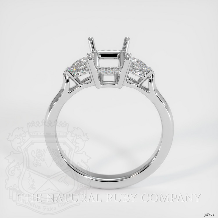 14K White Gold Three Stone Ring Setting