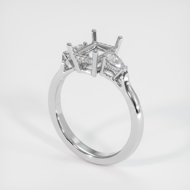 18K White Gold Three Stone Ring Setting