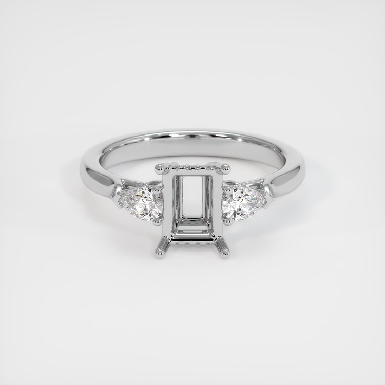 18K White Gold Three Stone Ring Setting