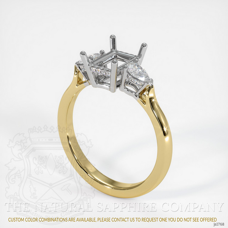 14K White & Yellow Three Stone Ring Setting