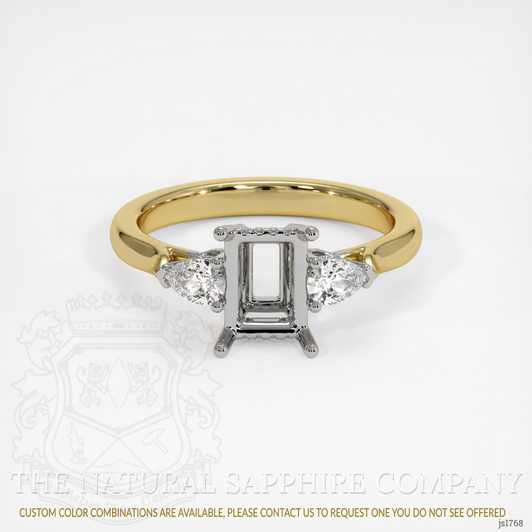 14K White & Yellow Three Stone Ring Setting