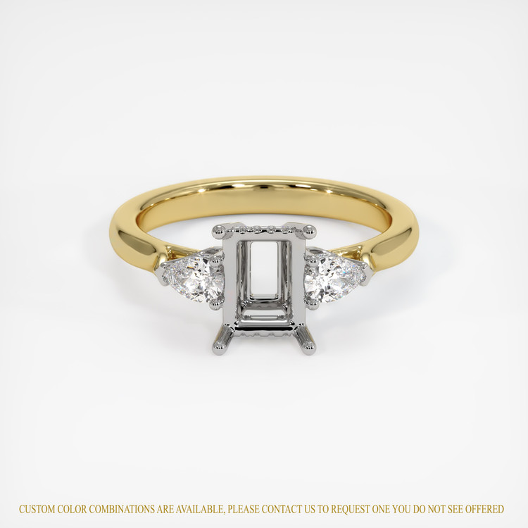 14K White & Yellow Three Stone Ring Setting