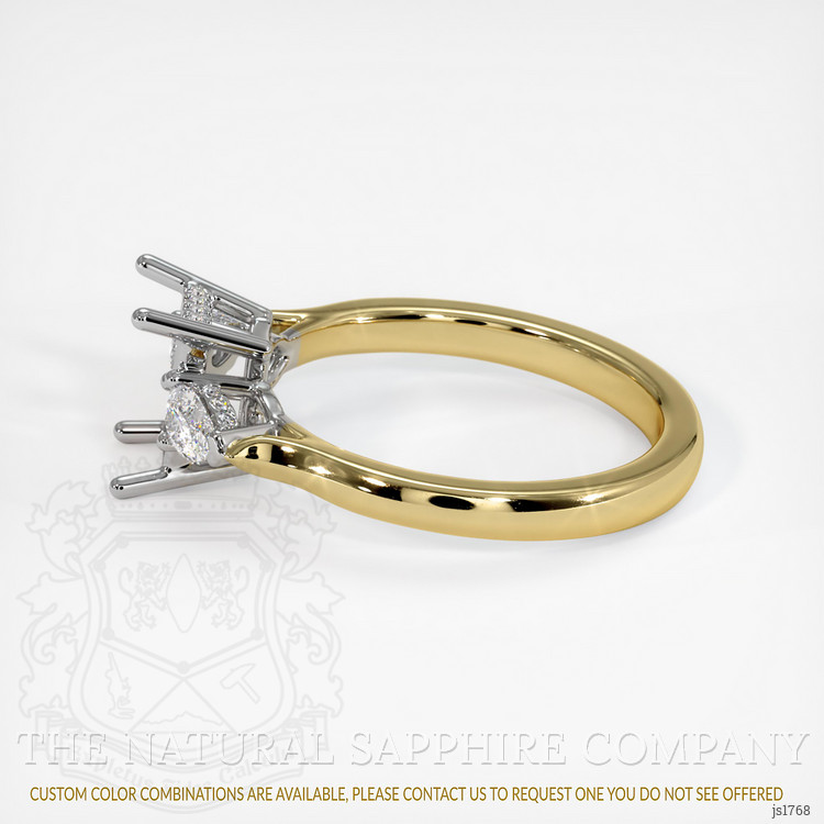 14K White & Yellow Three Stone Ring Setting