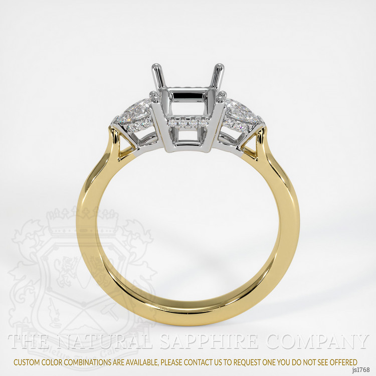 14K White & Yellow Three Stone Ring Setting