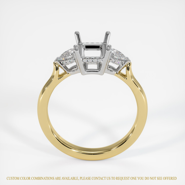 14K White & Yellow Three Stone Ring Setting