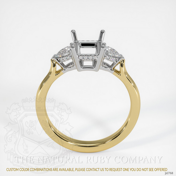 14K White & Yellow Three Stone Ring Setting