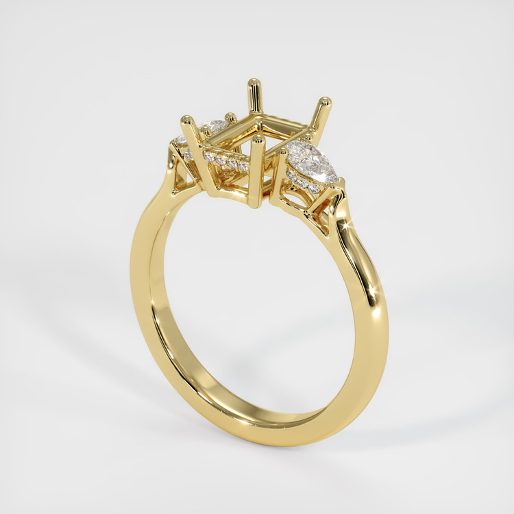 14K Yellow Gold Three Stone Ring Setting