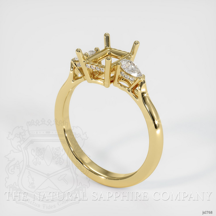 18K Yellow Gold Three Stone Ring Setting