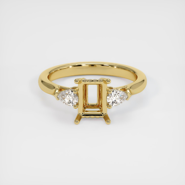 18K Yellow Gold Three Stone Ring Setting