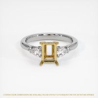 14K Yellow & White Three Stone Ring Setting Image