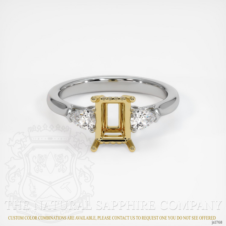 14K Yellow & White Three Stone Ring Setting