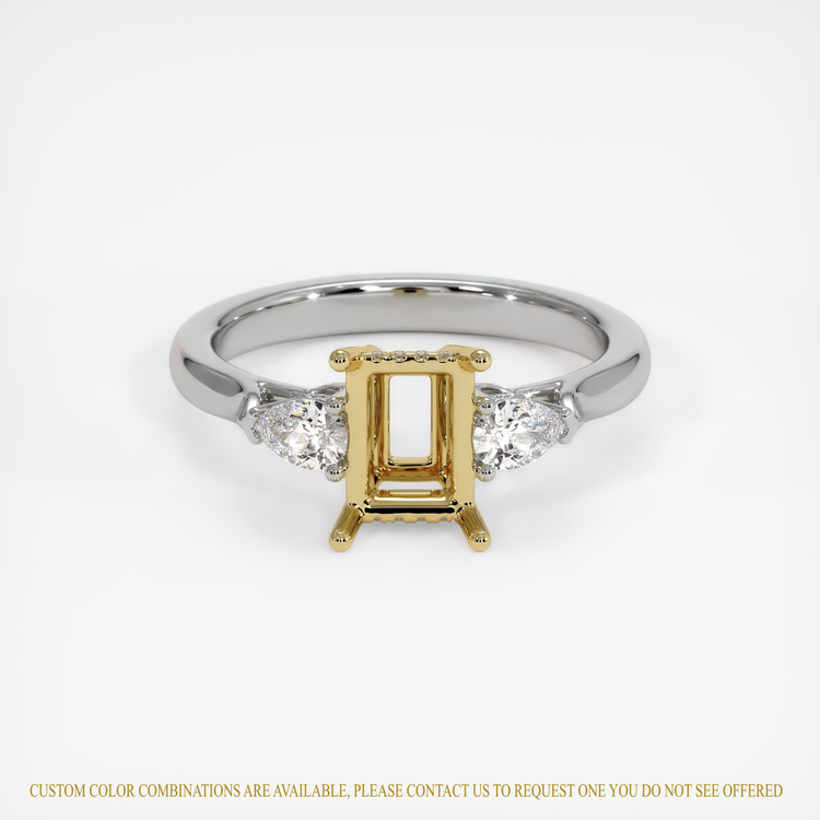 14K Yellow & White Three Stone Ring Setting