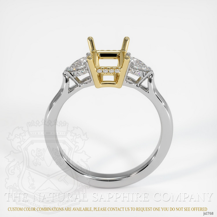 14K Yellow & White Three Stone Ring Setting