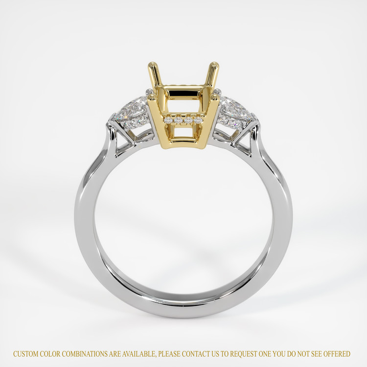 14K Yellow & White Three Stone Ring Setting