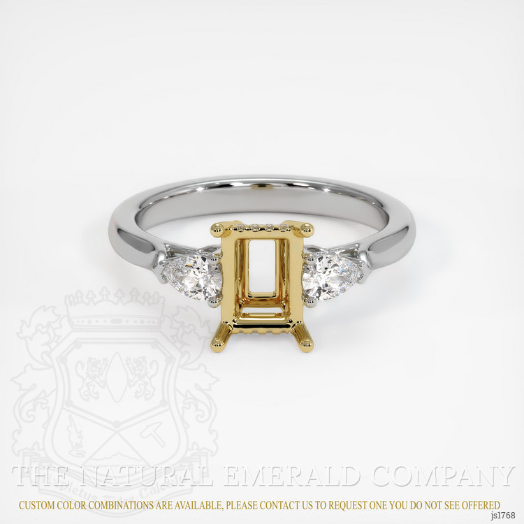 18K Yellow & White Three Stone Ring Setting