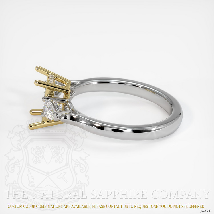 18K Yellow & White Three Stone Ring Setting