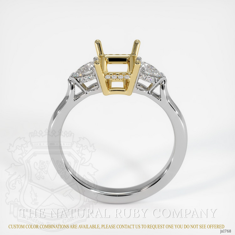 18K Yellow & White Three Stone Ring Setting