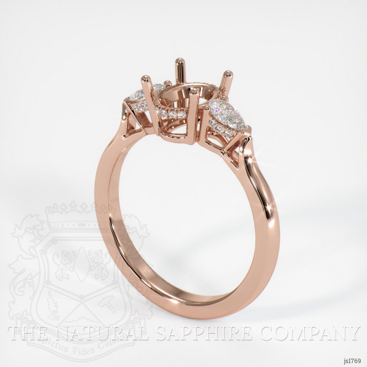 14K Rose Gold Three Stone Ring Setting