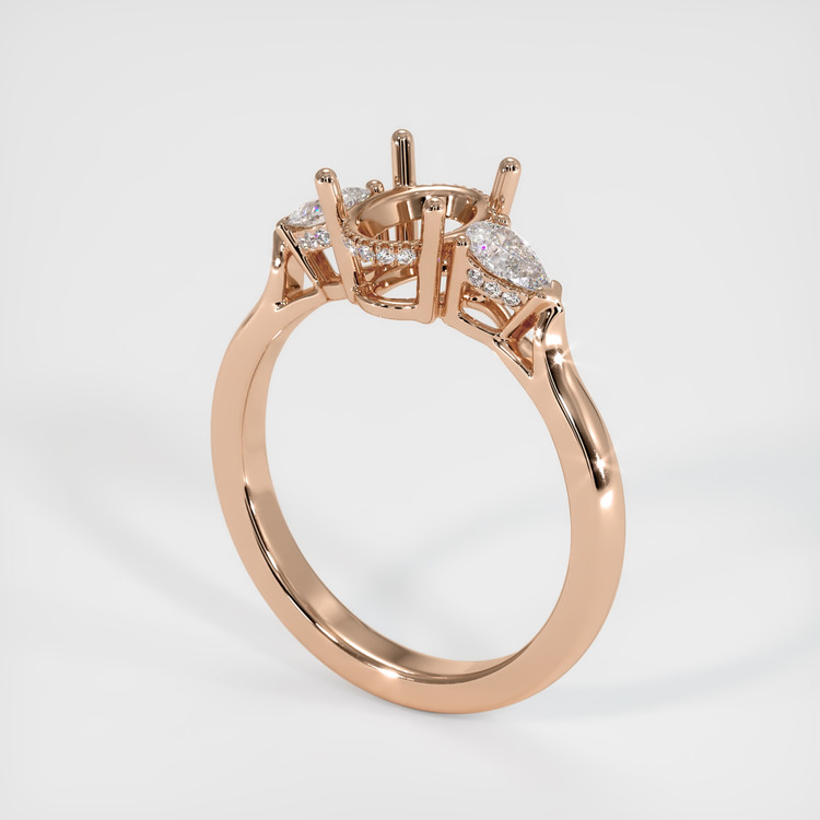 14K Rose Gold Three Stone Ring Setting