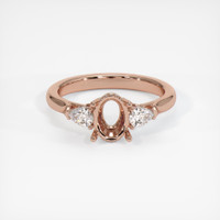 14K Rose Gold Three Stone Ring Setting Image