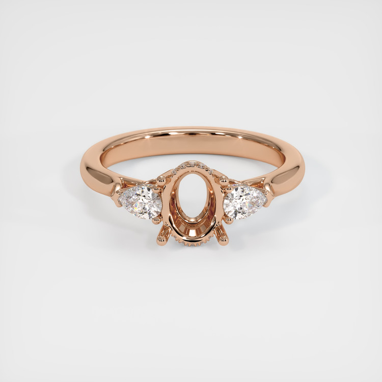 14K Rose Gold Three Stone Ring Setting